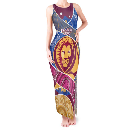 Brisbane Lions Football Custom Tank Maxi Dress Premiers Proud Aboriginal Art - Aussie Hoodie