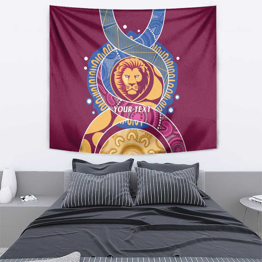 Brisbane Lions Football Custom Tapestry Premiers Proud Aboriginal Art - Aussie Hoodie