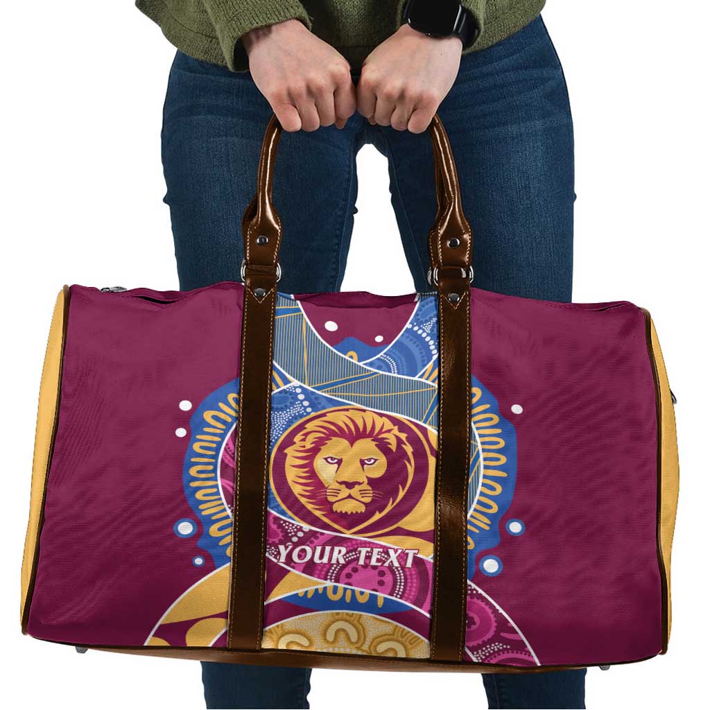 Brisbane Lions Football Custom Travel Bag Premiers Proud Aboriginal Art - Aussie Hoodie