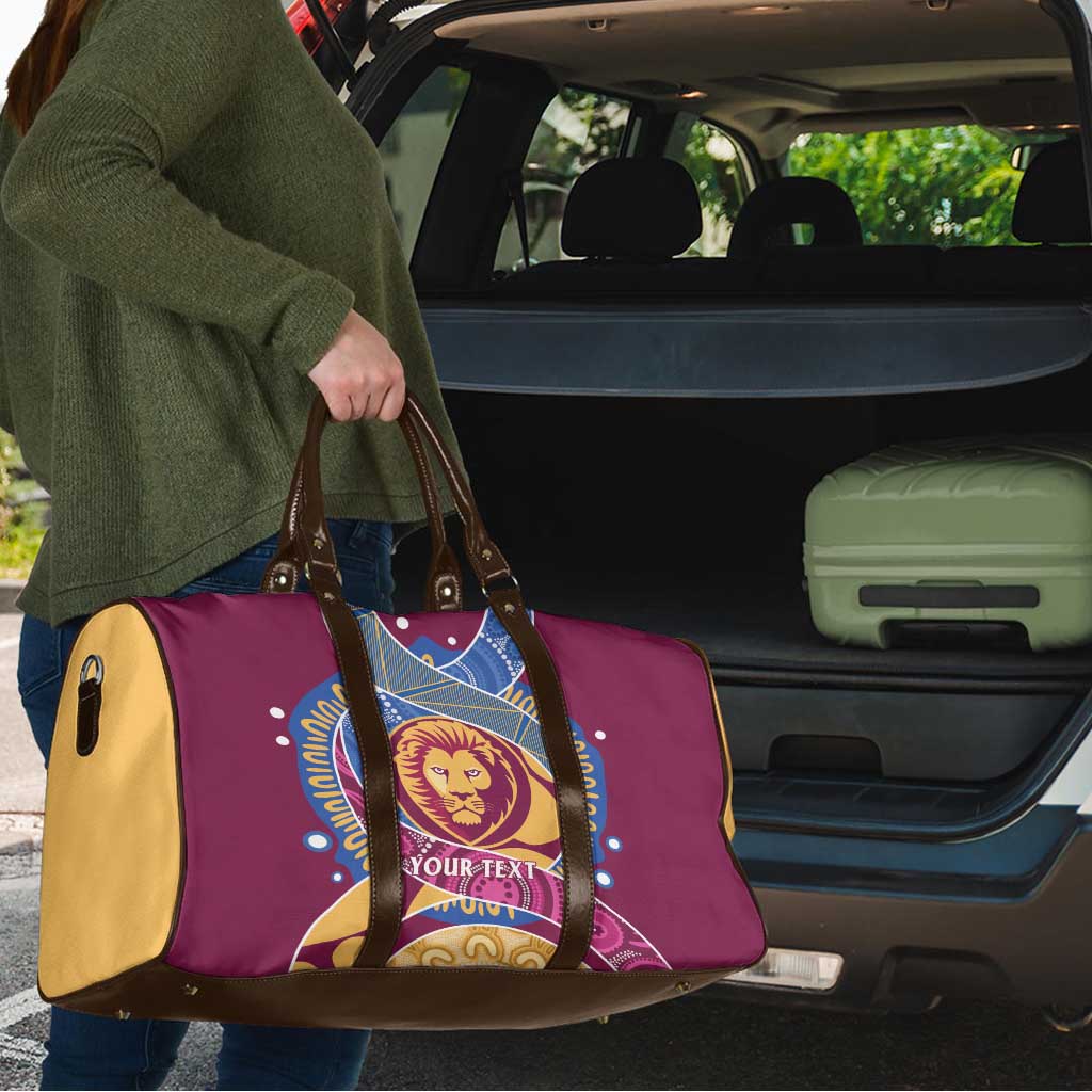 Brisbane Lions Football Custom Travel Bag Premiers Proud Aboriginal Art - Aussie Hoodie