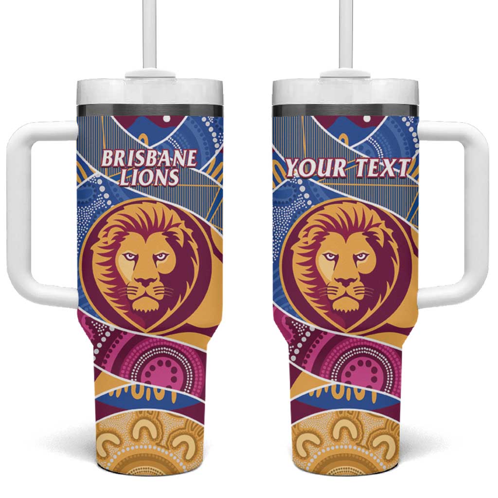 Brisbane Lions Football Custom Tumbler With Handle Premiers Proud Aboriginal Art - Aussie Hoodie