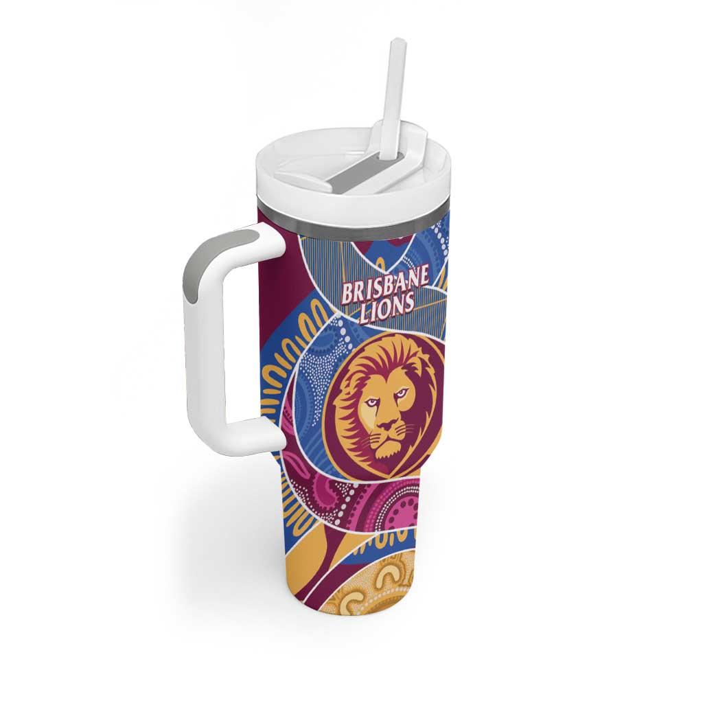 Brisbane Lions Football Custom Tumbler With Handle Premiers Proud Aboriginal Art - Aussie Hoodie