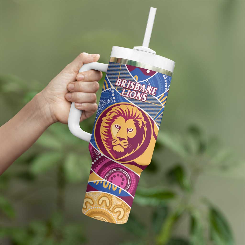 Brisbane Lions Football Custom Tumbler With Handle Premiers Proud Aboriginal Art - Aussie Hoodie