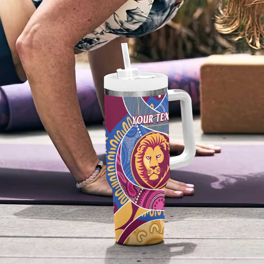 Brisbane Lions Football Custom Tumbler With Handle Premiers Proud Aboriginal Art - Aussie Hoodie