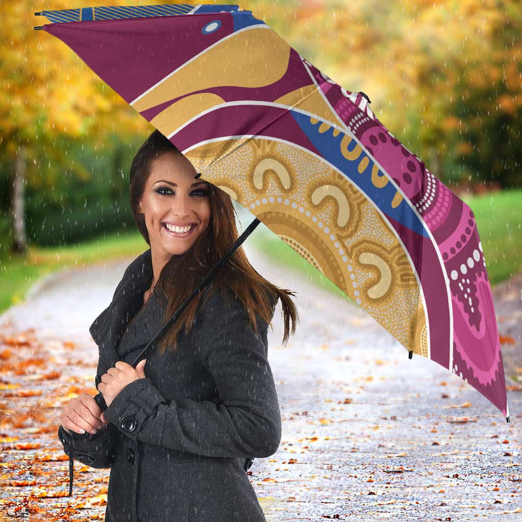 Brisbane Lions Football Custom Umbrella Premiers Proud Aboriginal Art - Aussie Hoodie
