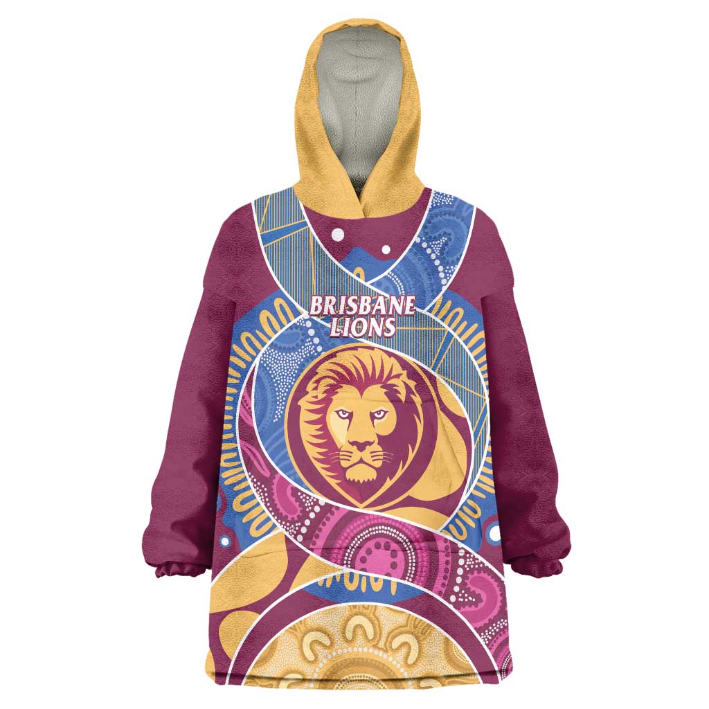 Brisbane Lions Football Custom Wearable Blanket Hoodie Premiers Proud Aboriginal Art - Aussie Hoodie