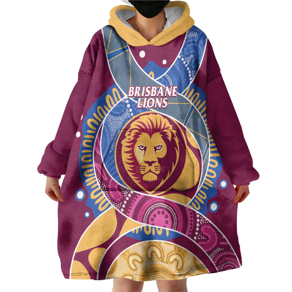 Brisbane Lions Football Custom Wearable Blanket Hoodie Premiers Proud Aboriginal Art - Aussie Hoodie