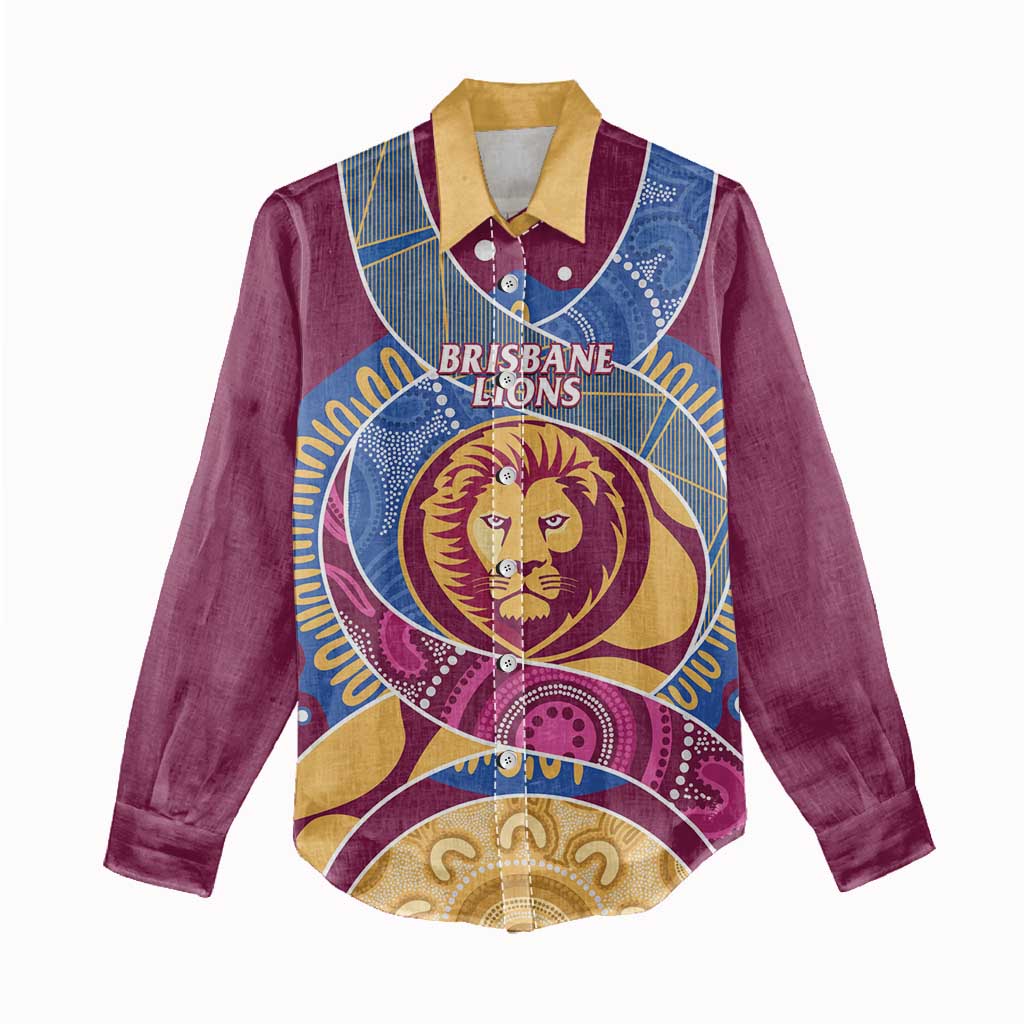 Brisbane Lions Football Custom Women Casual Shirt Premiers Proud Aboriginal Art - Aussie Hoodie