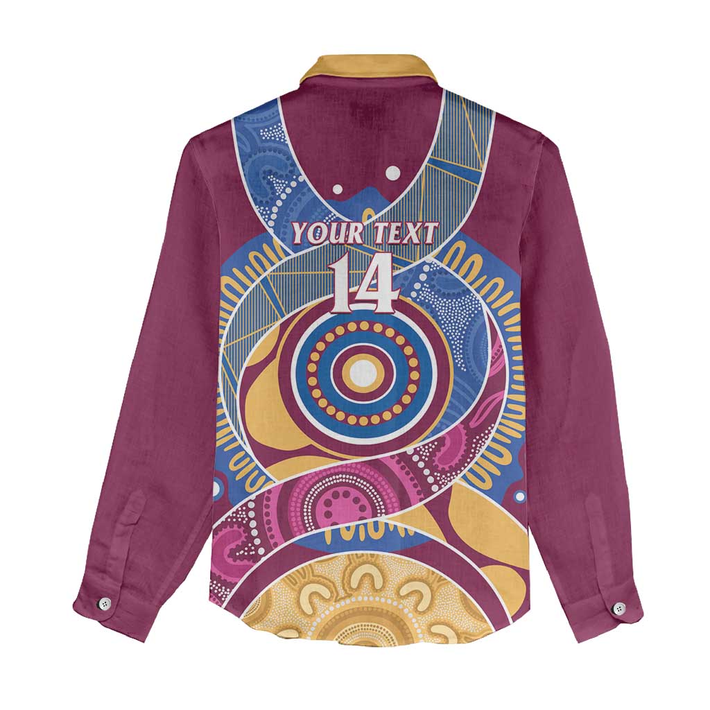 Brisbane Lions Football Custom Women Casual Shirt Premiers Proud Aboriginal Art - Aussie Hoodie