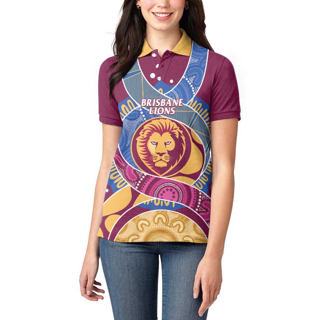 Brisbane Lions Football Custom Women Polo Shirt Premiers Proud Aboriginal Art - Aussie Hoodie