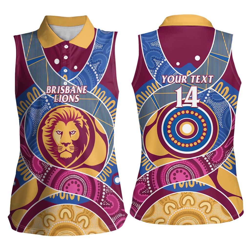 Brisbane Lions Football Custom Women Sleeveless Polo Shirt Premiers Proud Aboriginal Art - Aussie Hoodie