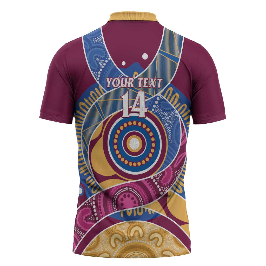 Brisbane Lions Football Custom Zipper Polo Shirt Premiers Proud Aboriginal Art - Aussie Hoodie