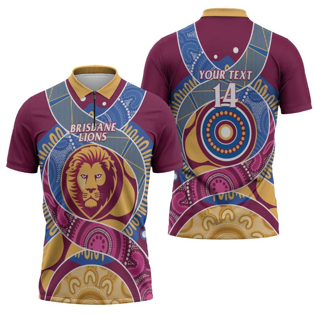 Brisbane Lions Football Custom Zipper Polo Shirt Premiers Proud Aboriginal Art - Aussie Hoodie