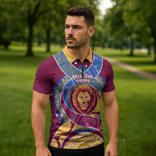 Brisbane Lions Football Custom Zipper Polo Shirt Premiers Proud Aboriginal Art - Aussie Hoodie