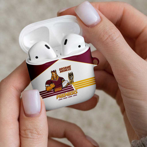 Brisbane Broncos Rugby AirPods Case NRL 4th Premiers Proud - Aussie Hoodie