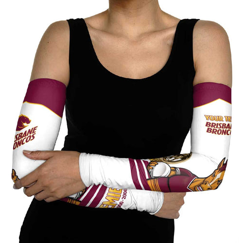 Brisbane Broncos Rugby Personalised Arm Sleeves NRL 4th Premiers Proud - Aussie Hoodie