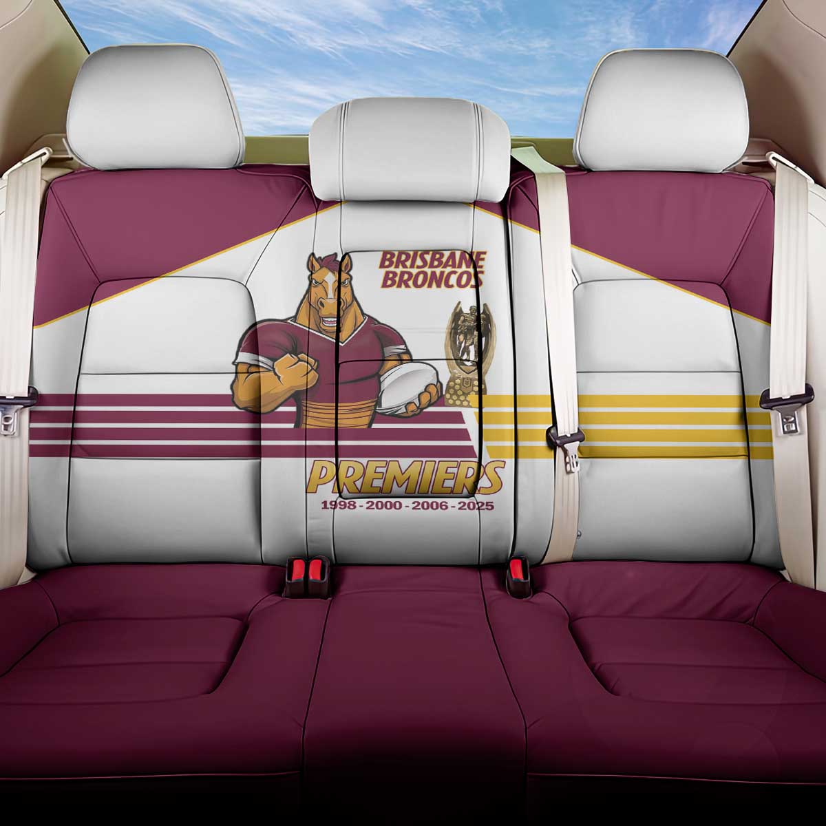 Brisbane Broncos Rugby Back Car Seat Cover NRL 4th Premiers Proud - Aussie Hoodie
