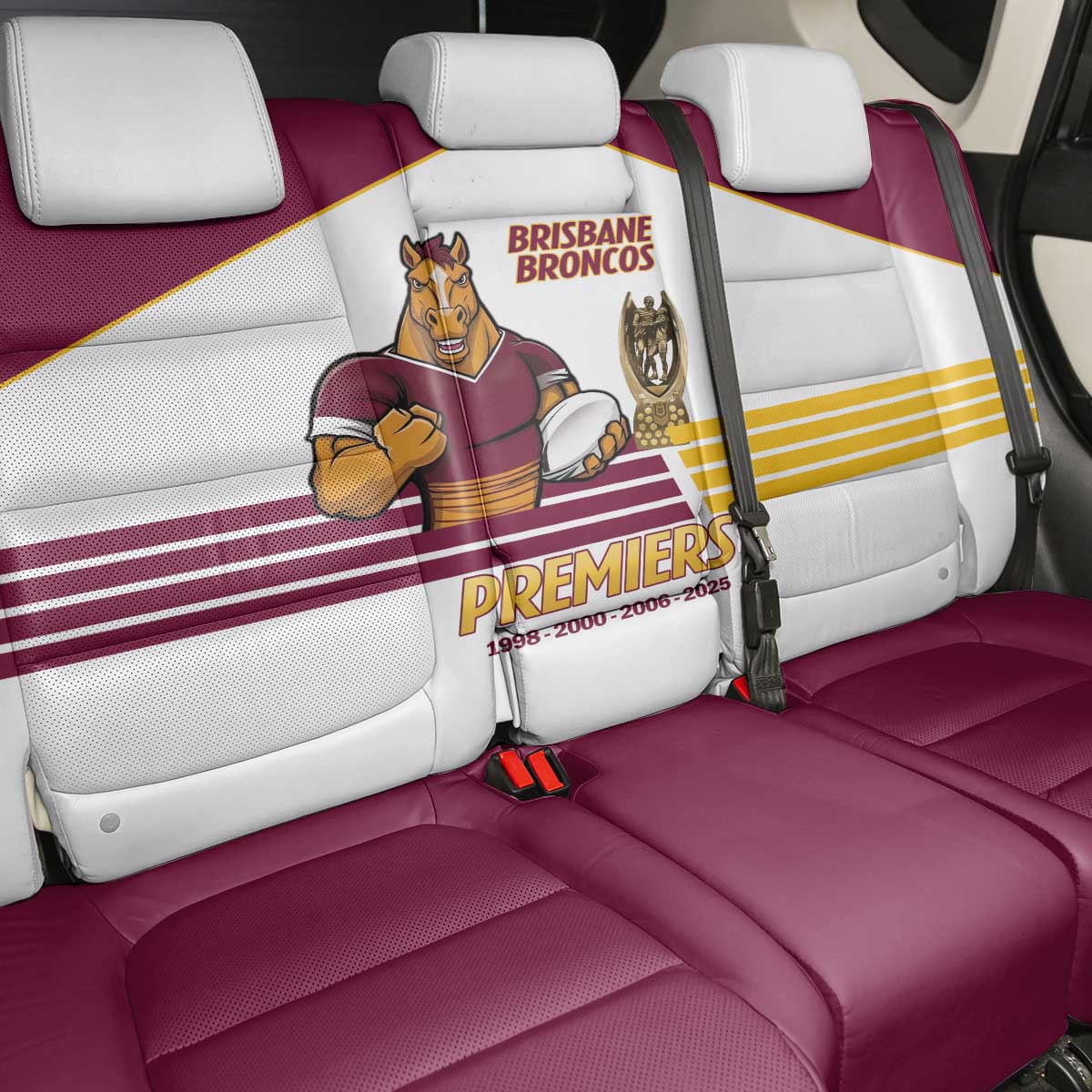 Brisbane Broncos Rugby Back Car Seat Cover NRL 4th Premiers Proud - Aussie Hoodie