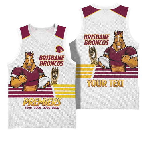 Brisbane Broncos Rugby Personalised Basketball Jersey NRL 4th Premiers Proud - Aussie Hoodie
