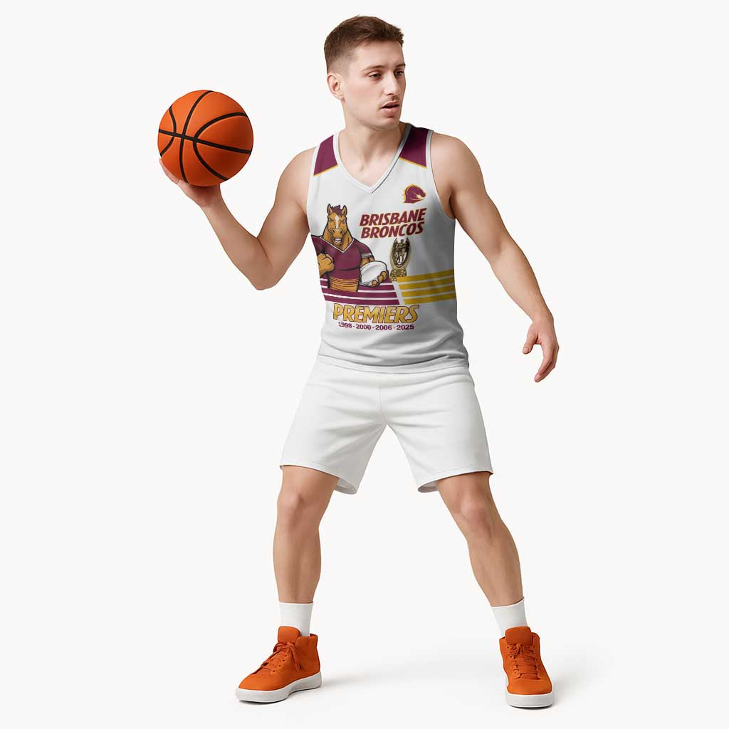 Brisbane Broncos Rugby Personalised Basketball Jersey NRL 4th Premiers Proud - Aussie Hoodie
