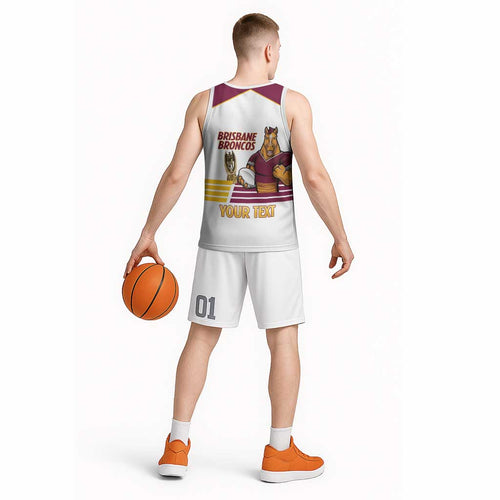 Brisbane Broncos Rugby Personalised Basketball Jersey NRL 4th Premiers Proud - Aussie Hoodie