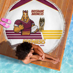 Brisbane Broncos Rugby Beach Blanket NRL 4th Premiers Proud - Aussie Hoodie