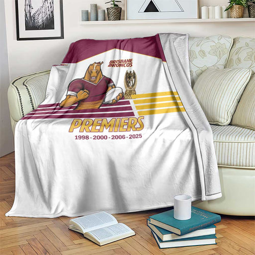 Brisbane Broncos Rugby Blanket NRL 4th Premiers Proud - Aussie Hoodie