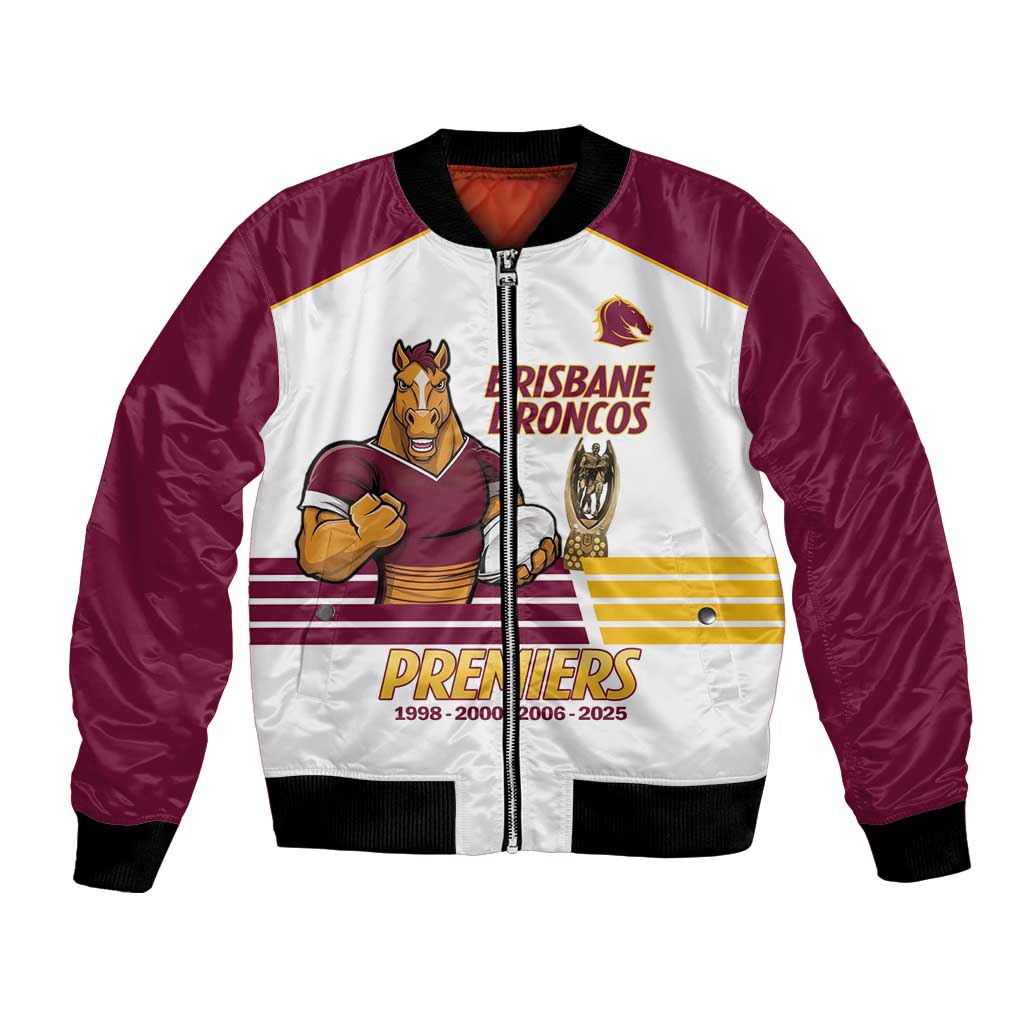 Brisbane Broncos Rugby Personalised Bomber Jacket NRL 4th Premiers Proud - Aussie Hoodie
