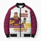 Brisbane Broncos Rugby Personalised Bomber Puffer Jacket NRL 4th Premiers Proud - Aussie Hoodie