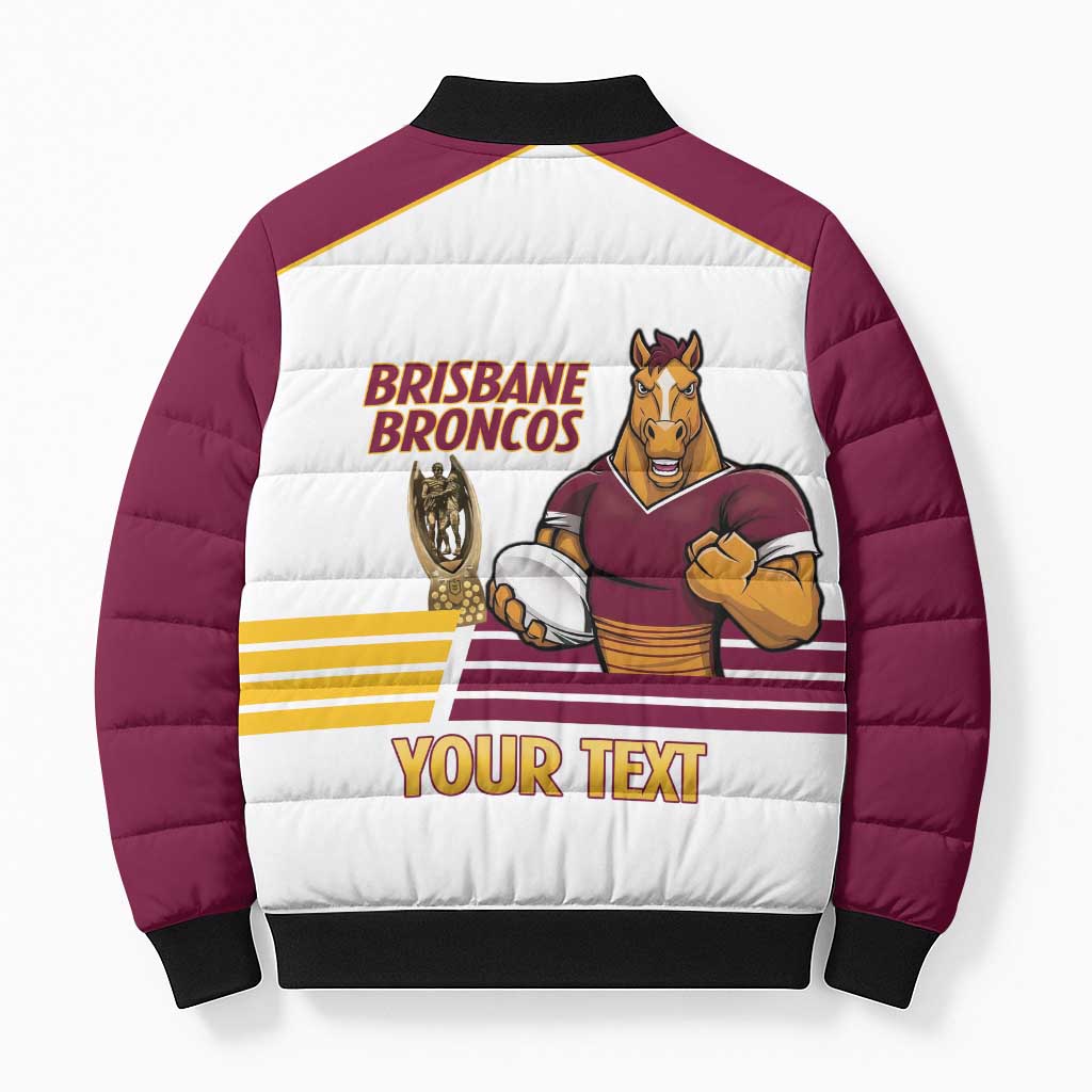 Brisbane Broncos Rugby Personalised Bomber Puffer Jacket NRL 4th Premiers Proud - Aussie Hoodie