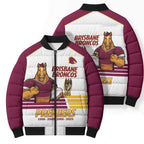 Brisbane Broncos Rugby Personalised Bomber Puffer Jacket NRL 4th Premiers Proud - Aussie Hoodie