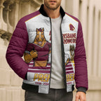 Brisbane Broncos Rugby Personalised Bomber Puffer Jacket NRL 4th Premiers Proud - Aussie Hoodie