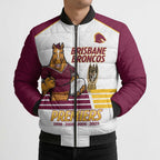 Brisbane Broncos Rugby Personalised Bomber Puffer Jacket NRL 4th Premiers Proud - Aussie Hoodie