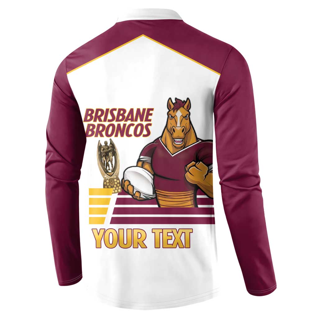 Brisbane Broncos Rugby Personalised Button Sweatshirt NRL 4th Premiers Proud - Aussie Hoodie