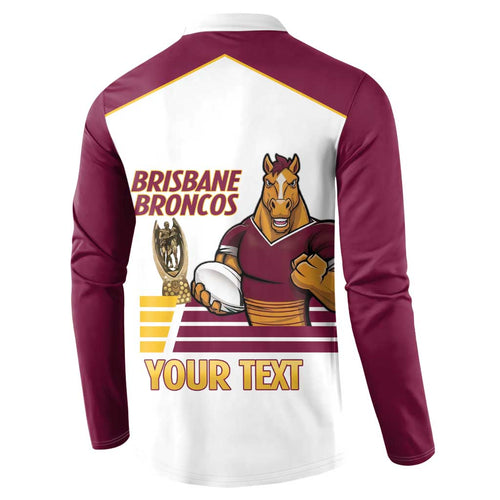 Brisbane Broncos Rugby Personalised Button Sweatshirt NRL 4th Premiers Proud - Aussie Hoodie