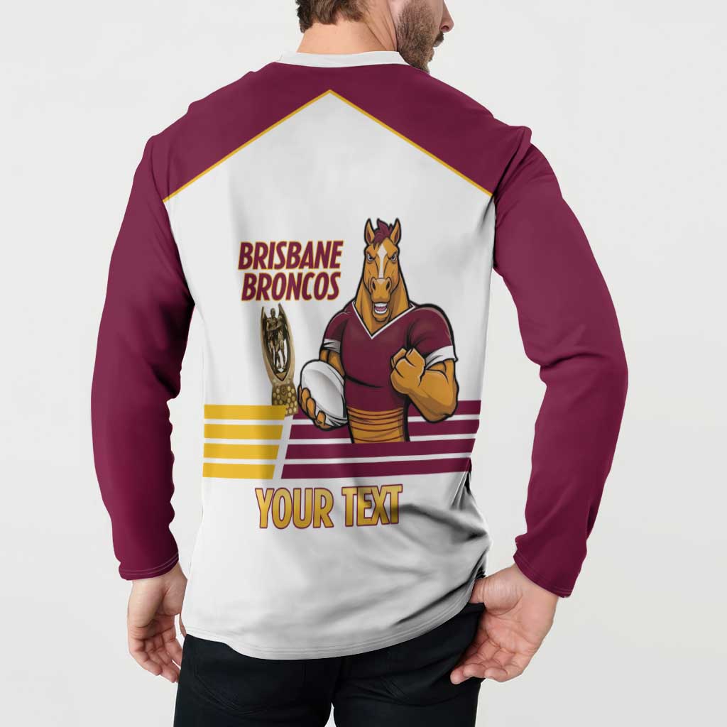 Brisbane Broncos Rugby Personalised Button Sweatshirt NRL 4th Premiers Proud - Aussie Hoodie