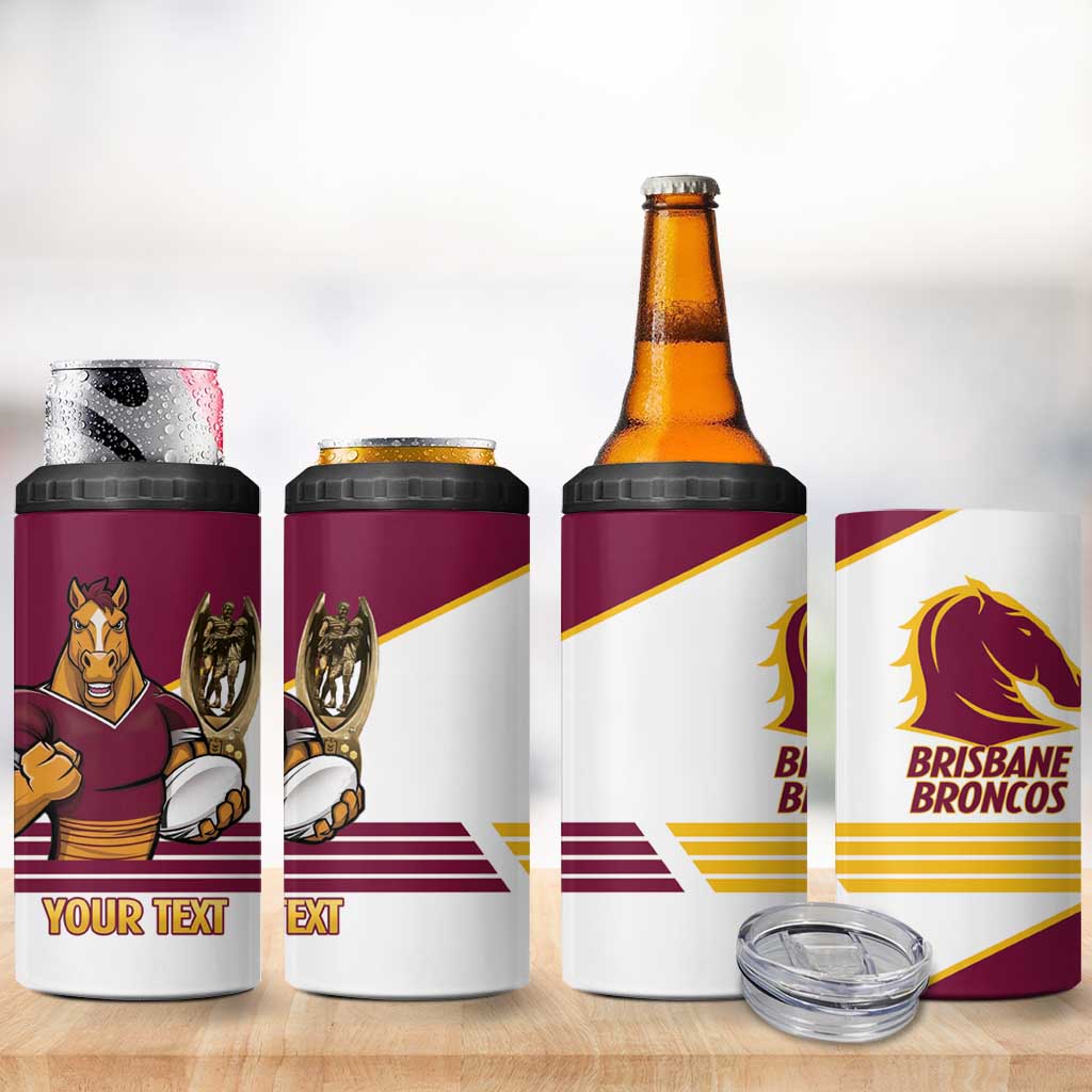 Brisbane Broncos Rugby Personalised 4 in 1 Can Cooler Tumbler NRL 4th Premiers Proud - Aussie Hoodie