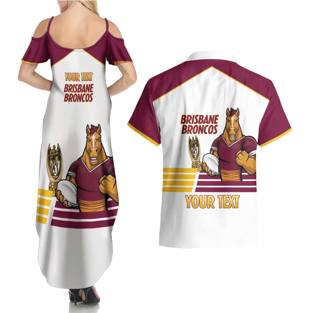 Brisbane Broncos Rugby Personalised Couples Matching Summer Maxi Dress and Hawaiian Shirt NRL 4th Premiers Proud - Aussie Hoodie