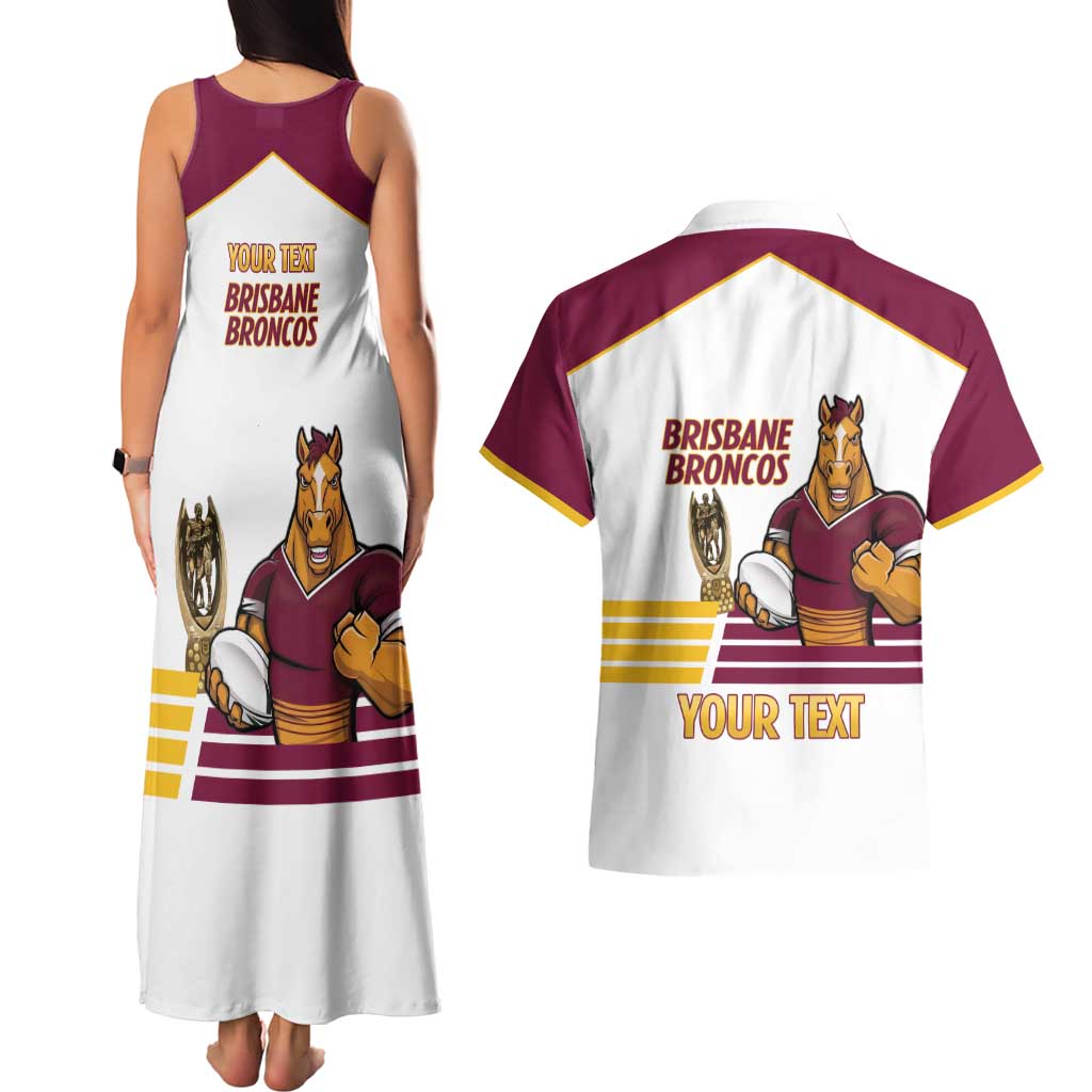 Brisbane Broncos Rugby Personalised Couples Matching Tank Maxi Dress and Hawaiian Shirt NRL 4th Premiers Proud - Aussie Hoodie