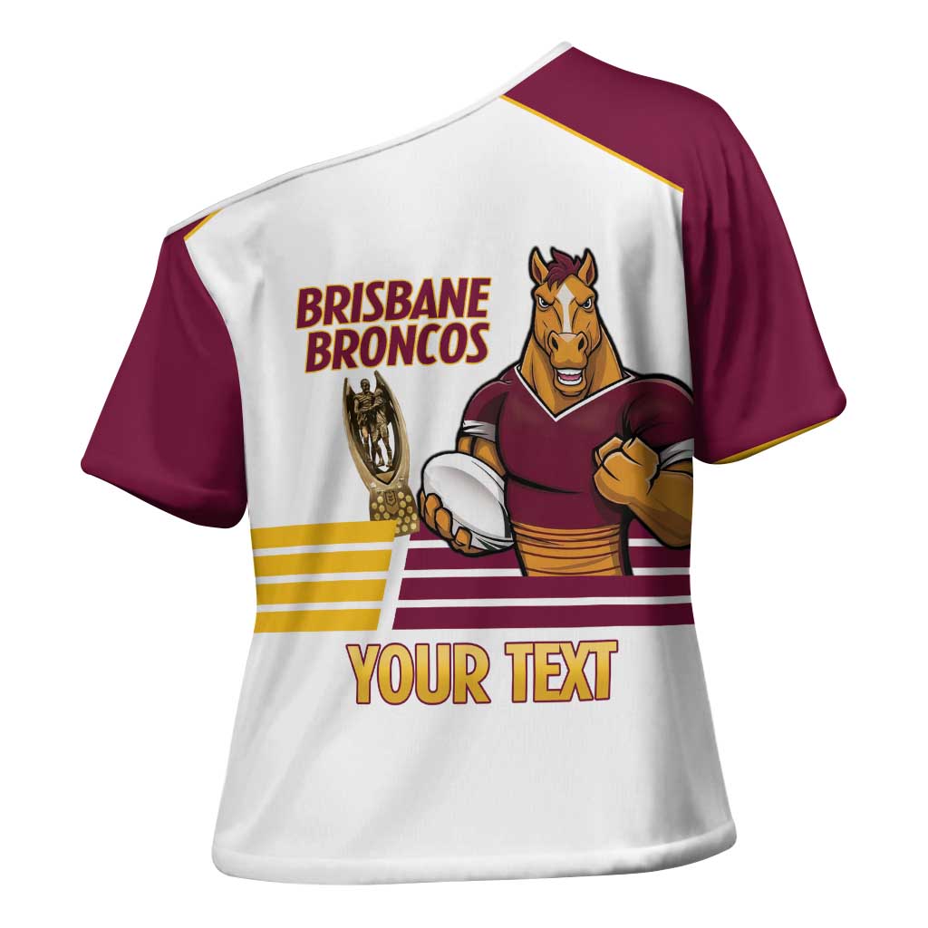 Brisbane Broncos Rugby Personalised Cross Shoulder Shirt NRL 4th Premiers Proud - Aussie Hoodie