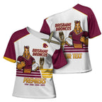 Brisbane Broncos Rugby Personalised Cross Shoulder Shirt NRL 4th Premiers Proud - Aussie Hoodie