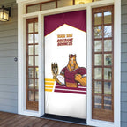Brisbane Broncos Rugby Personalised Door Cover NRL 4th Premiers Proud - Aussie Hoodie