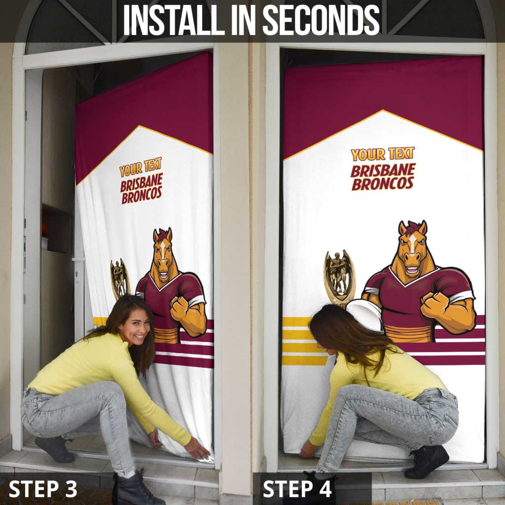 Brisbane Broncos Rugby Personalised Door Cover NRL 4th Premiers Proud - Aussie Hoodie