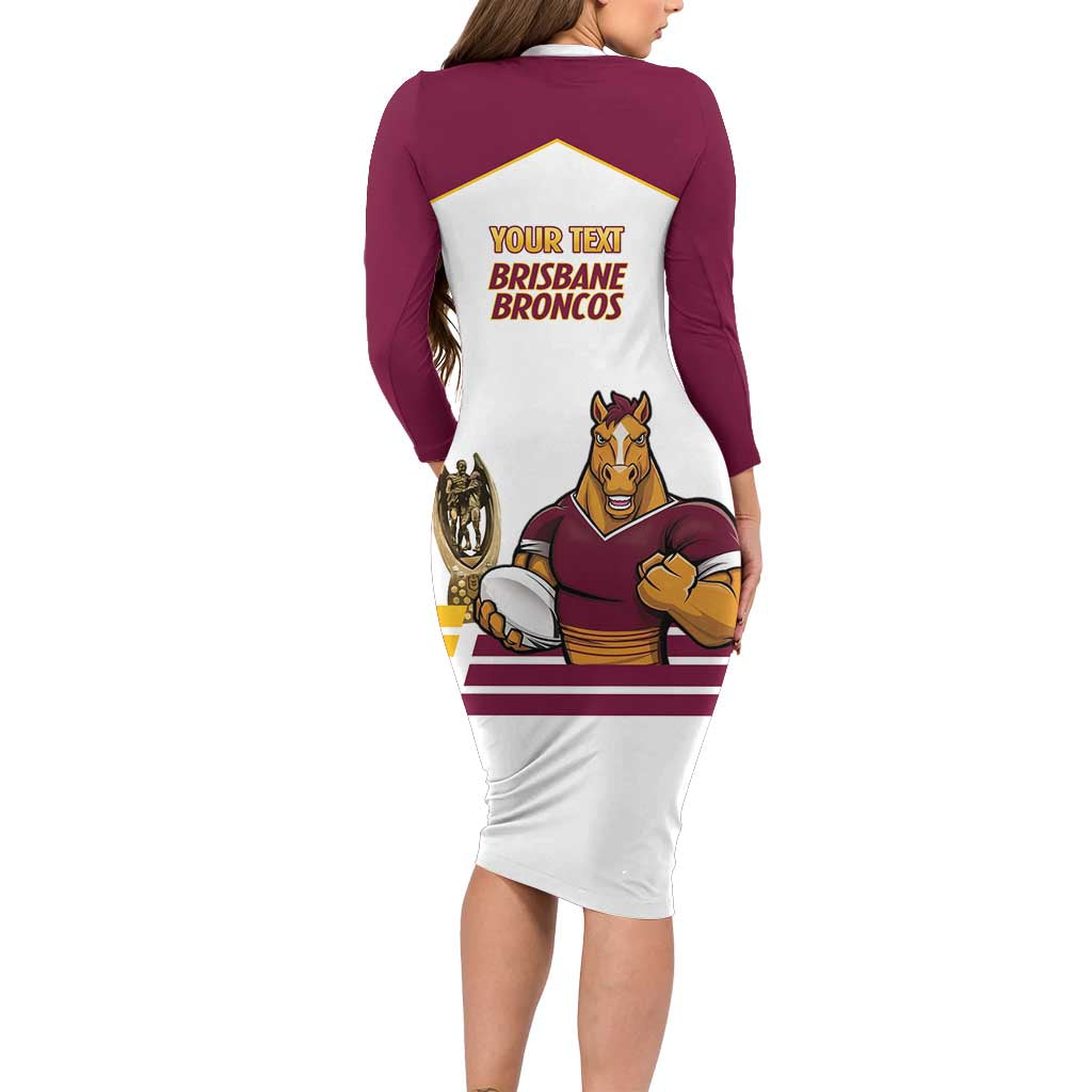 Brisbane Broncos Rugby Personalised Family Matching Long Sleeve Bodycon Dress and Hawaiian Shirt NRL 4th Premiers Proud - Aussie Hoodie