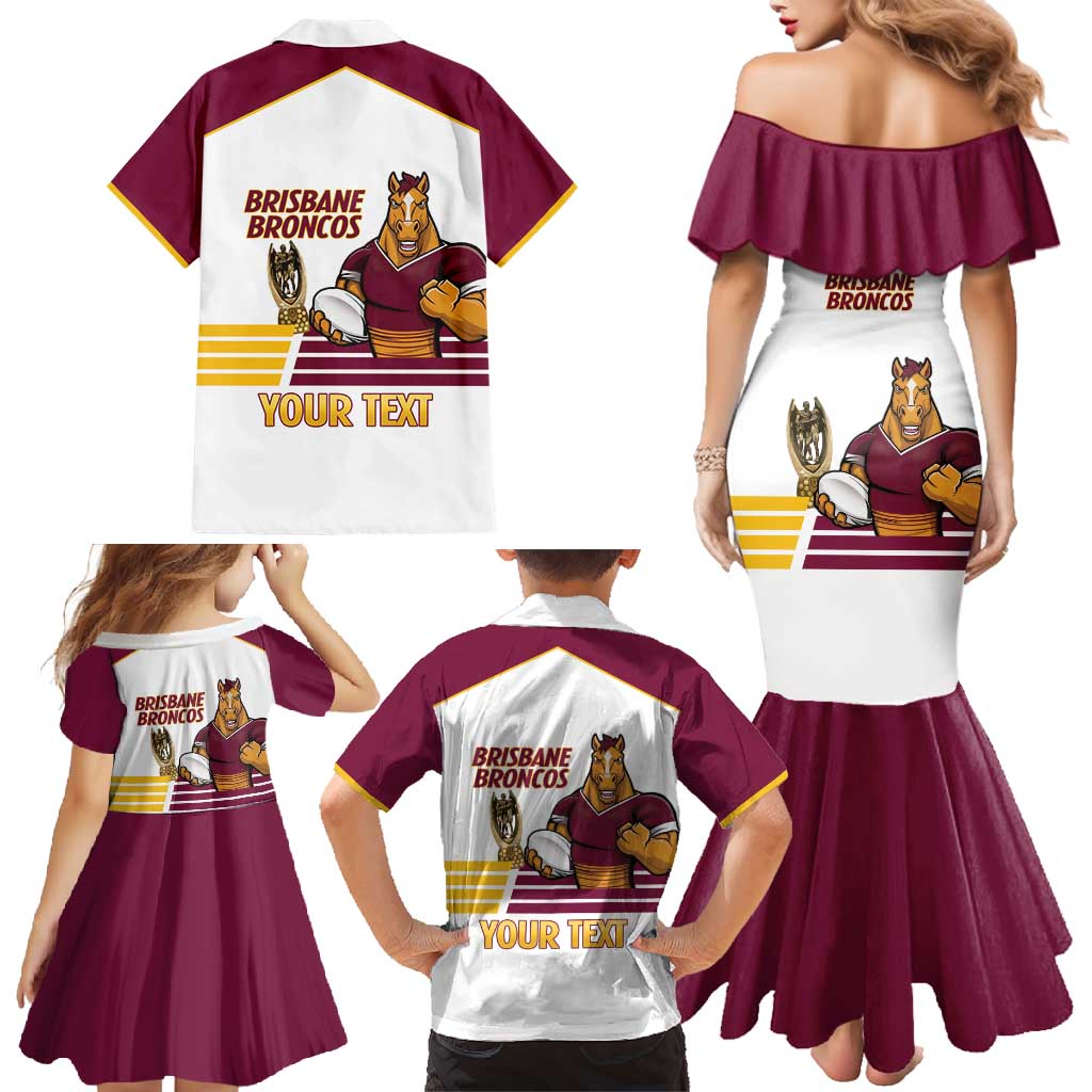 Brisbane Broncos Rugby Personalised Family Matching Mermaid Dress and Hawaiian Shirt NRL 4th Premiers Proud - Aussie Hoodie