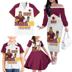 Brisbane Broncos Rugby Personalised Family Matching Off The Shoulder Long Sleeve Dress and Hawaiian Shirt NRL 4th Premiers Proud - Aussie Hoodie