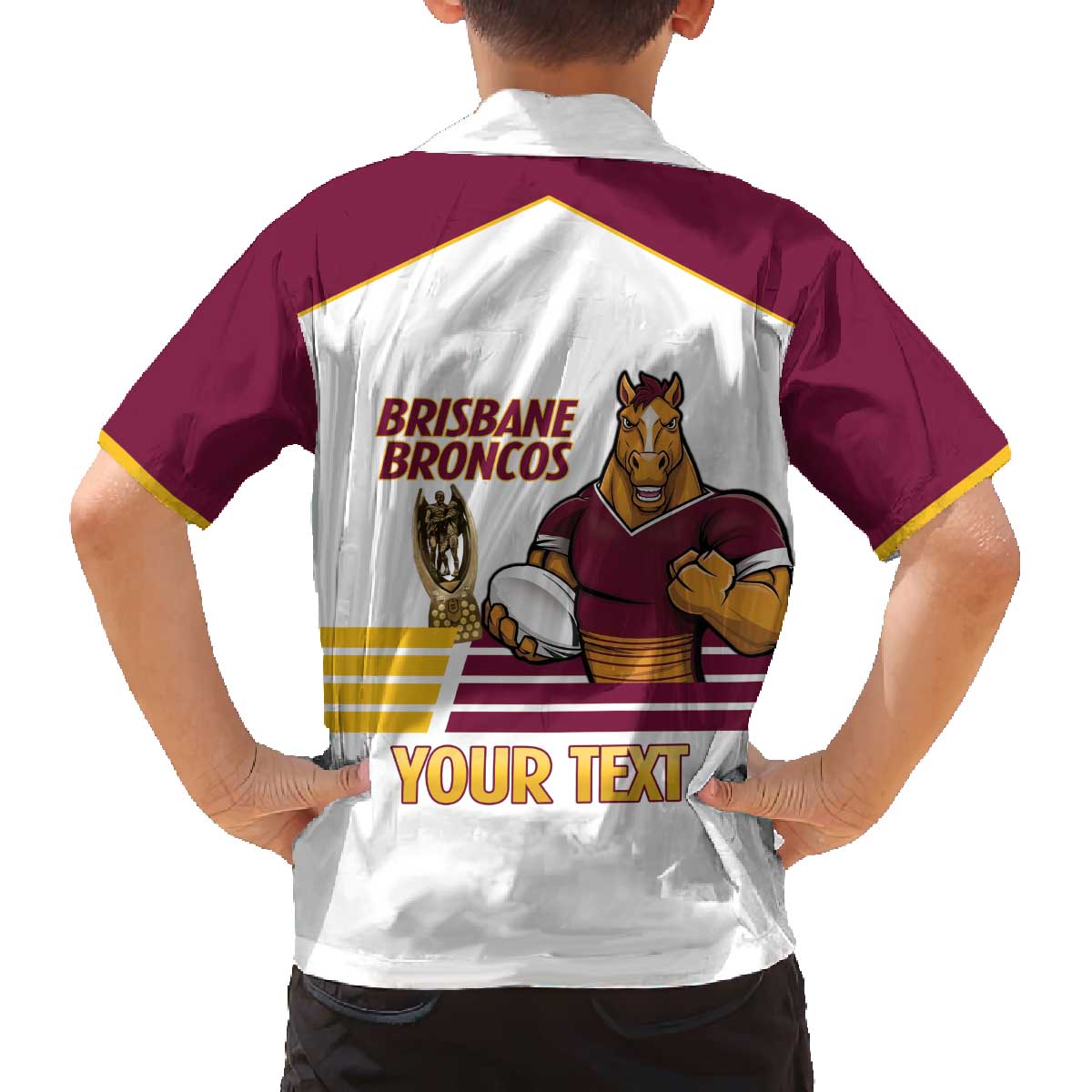 Brisbane Broncos Rugby Personalised Family Matching Off The Shoulder Long Sleeve Dress and Hawaiian Shirt NRL 4th Premiers Proud - Aussie Hoodie