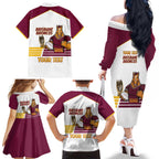 Brisbane Broncos Rugby Personalised Family Matching Off The Shoulder Long Sleeve Dress and Hawaiian Shirt NRL 4th Premiers Proud - Aussie Hoodie