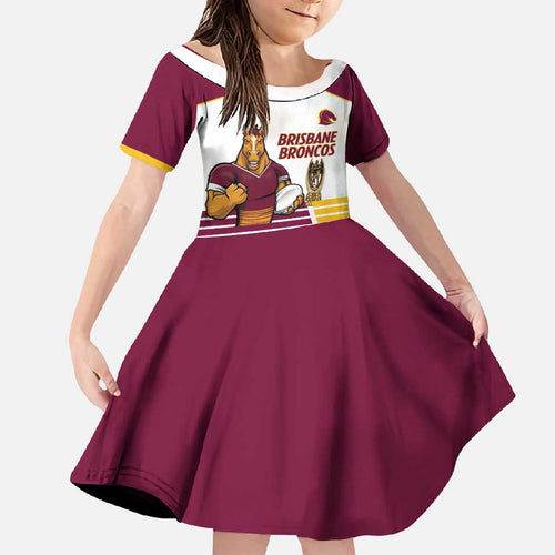 Brisbane Broncos Rugby Personalised Family Matching Off Shoulder Maxi Dress and Hawaiian Shirt NRL 4th Premiers Proud - Aussie Hoodie