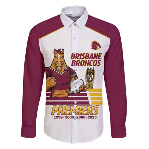 Brisbane Broncos Rugby Personalised Family Matching Off Shoulder Maxi Dress and Hawaiian Shirt NRL 4th Premiers Proud - Aussie Hoodie